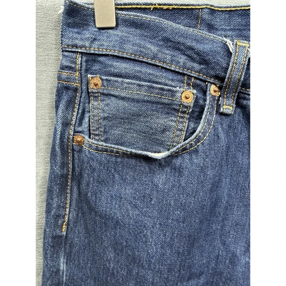 Levi's 501 Jeans Men 36x34 Blue Button Fly Straight Original Dark Wash American